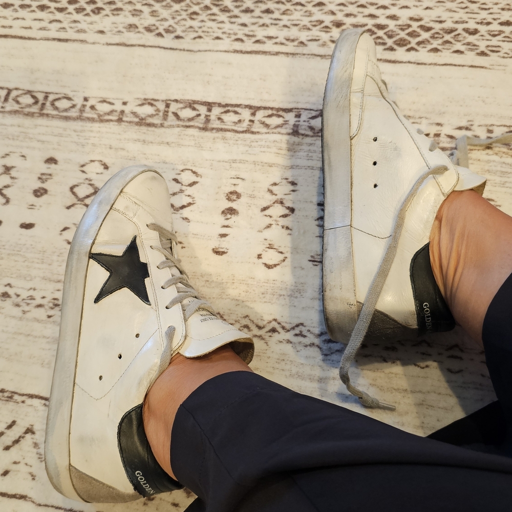 Golden Goose White and Black Sneakers